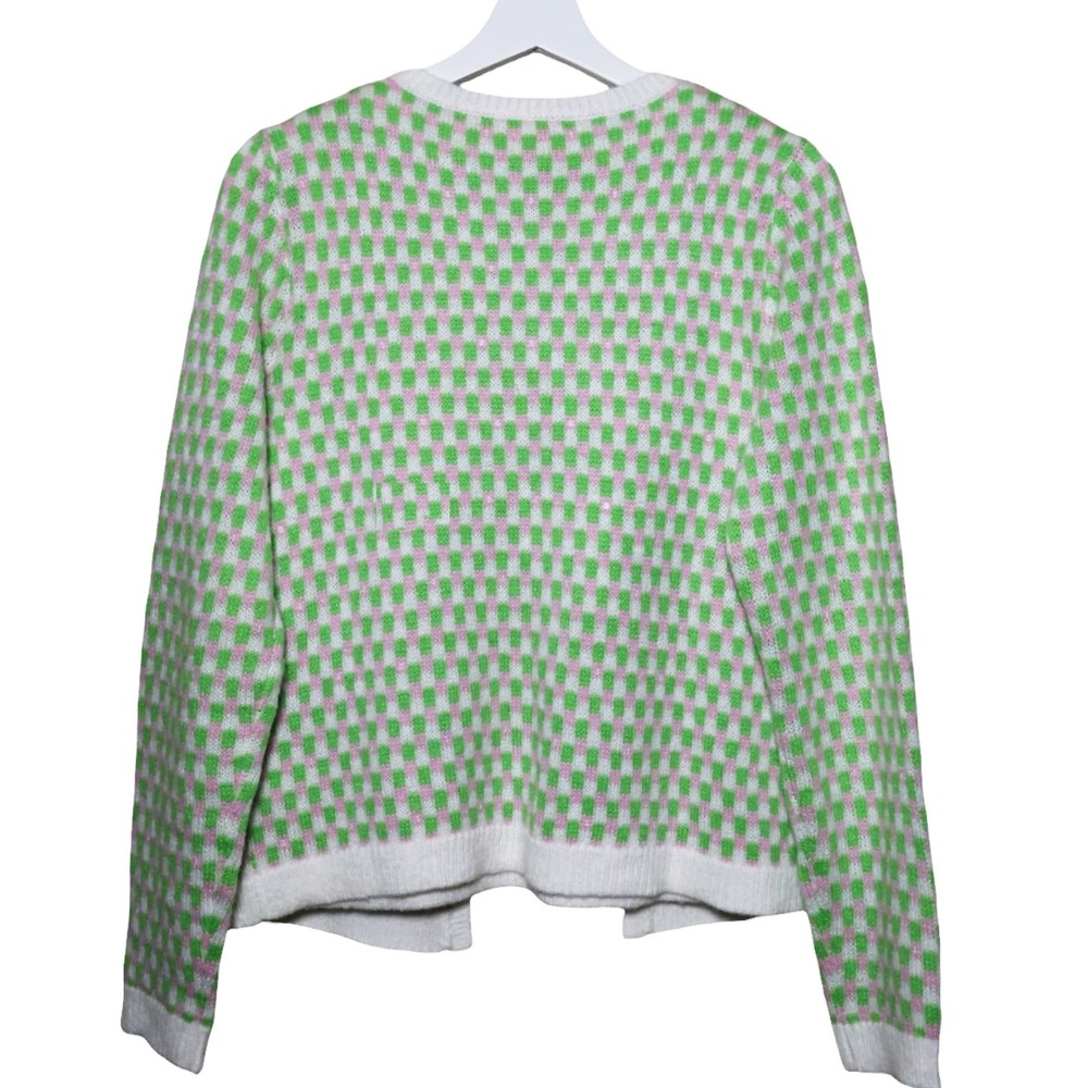 LILLY PULITZER Viera Sweater Set Orb Green Check Jacquard Size Medium - Picture 2 of 14
